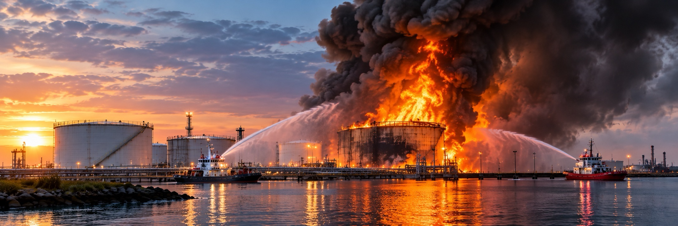 Fire at a petroleum storage terminal