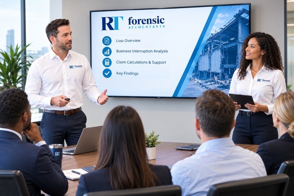 RT Forensic Accountants presenting to a client team
