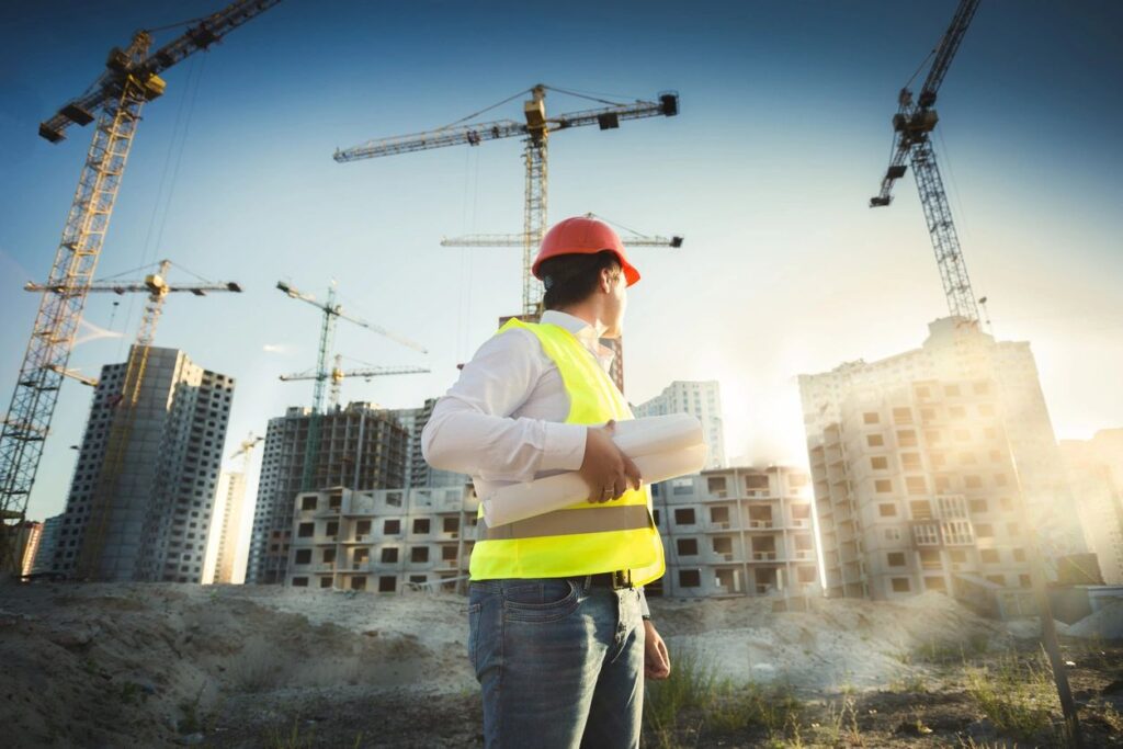 A close-up shot of the engineer at the construction area